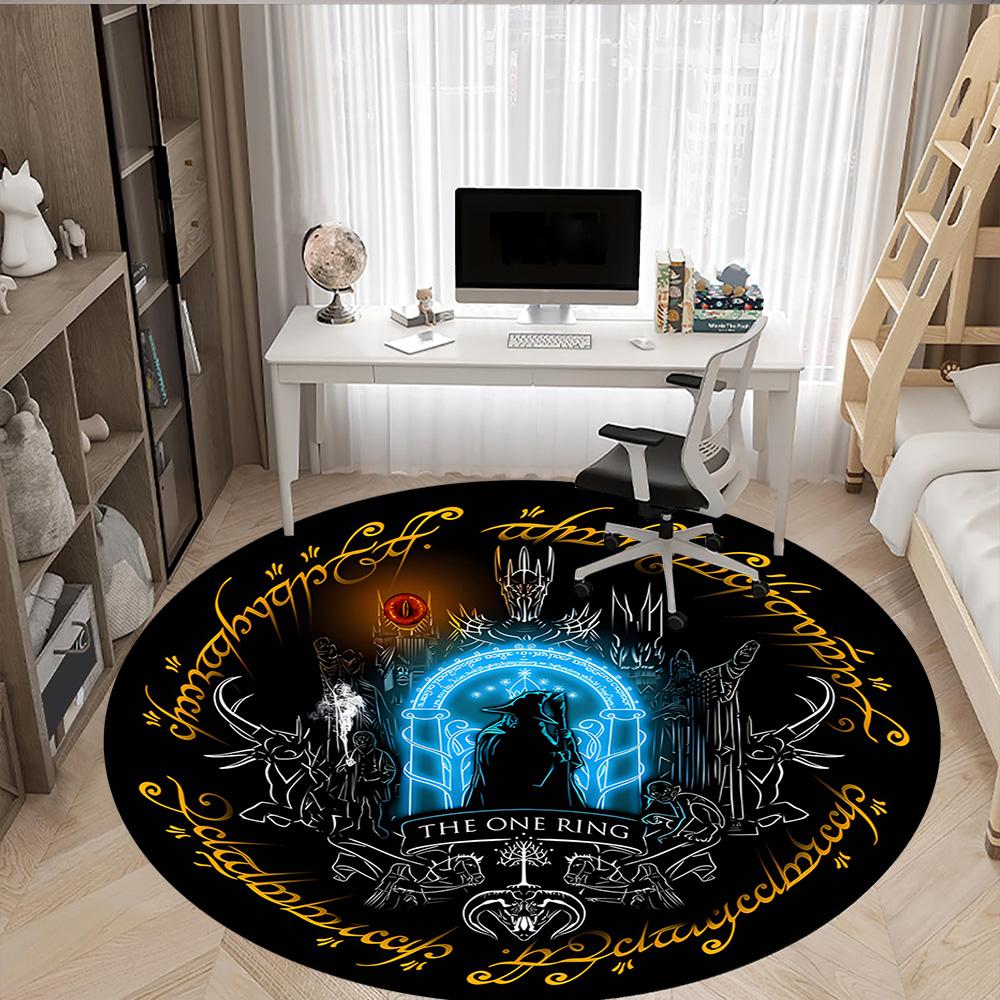 1pc Fantasy Warriors Adventure Round Rug Flannel Fun Playful Design Living Room Bedroom Floor Mat Home Decoration Kids Room Carpet Y82822