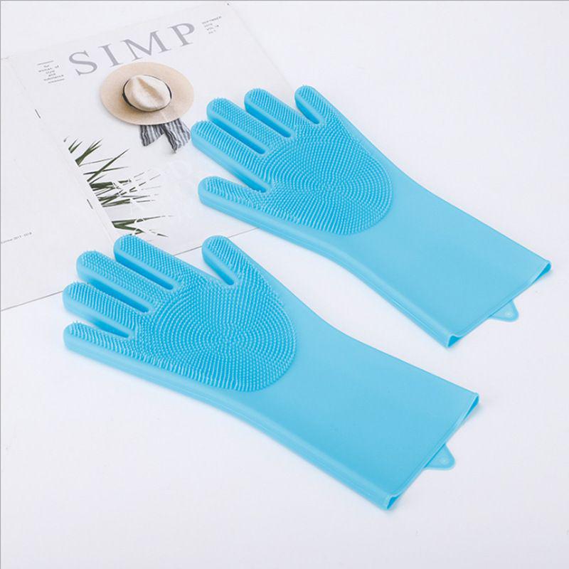 Pet Bathing Gloves: Anti-Scratch & Bite Wash Brush for Cats & Dogs Bath Brush синий