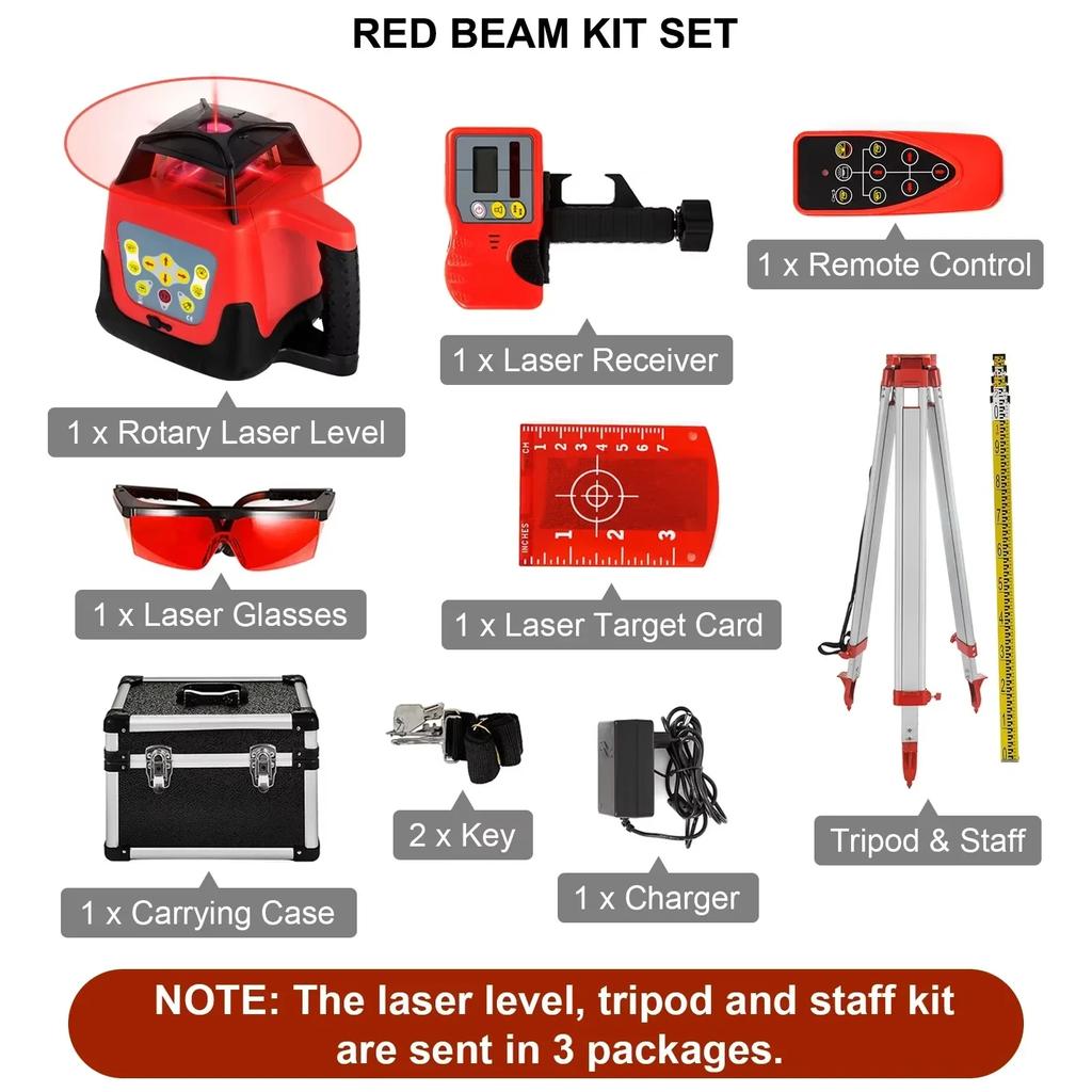 SIHAO Rotary Laser Level 360 Self Leveling Measuring Automatic Rotating Red Beam