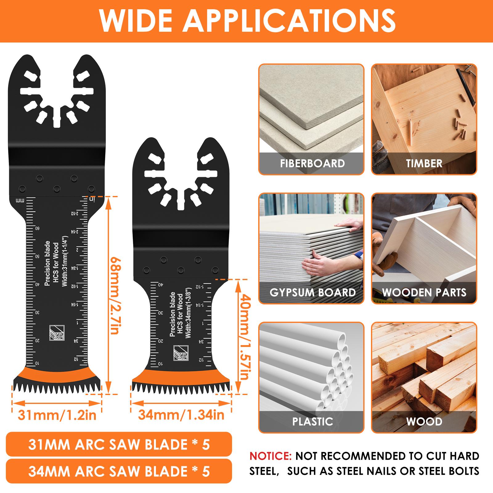

10Pcs Oscillating Saw Blades Japanese Tooth Oscillating Multitool Blades Universal Curved-Edge Cutter Tool Cutting Wood Blades