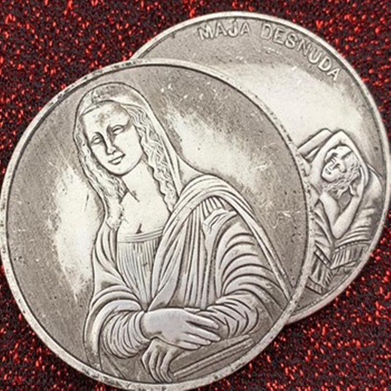 Italian Mona Lisa, used silver coins, foreign silver dollars, antique collection, coins, can be blown