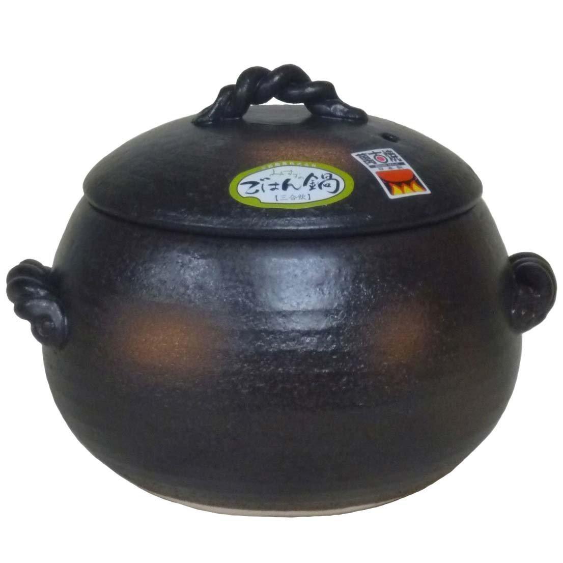 

Banko ware Misuzu fluffy rice 3 cups Kiln Banko Japanese-made chestnut-shaped cooker, (Misuzu Japanese-made ware) чёрный