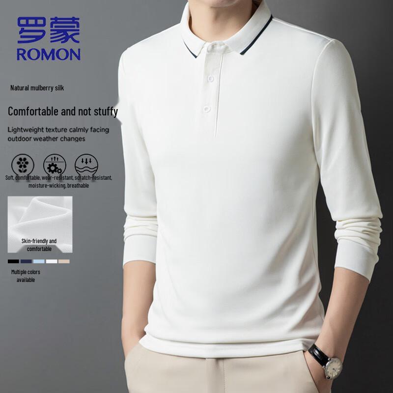 ROMON Men s Long-Sleeve Business Casual Polo Shirt 4XL