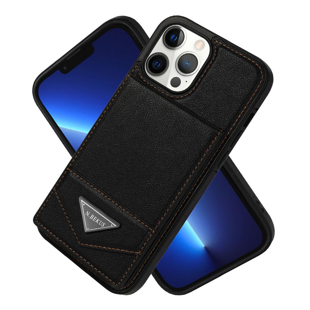 Suitable For 15+14+13 Anti Drop Card Holder Phone Case 12promax Solid Color Flip Up And Down Protective Cover