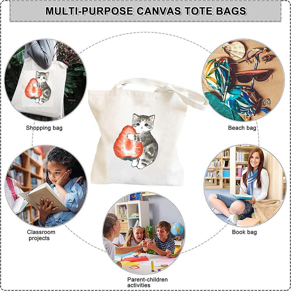 

Cat Printed Cute Shoulder Bag Large Capacity Shopping Bag Simple Schoolbag Women Girls