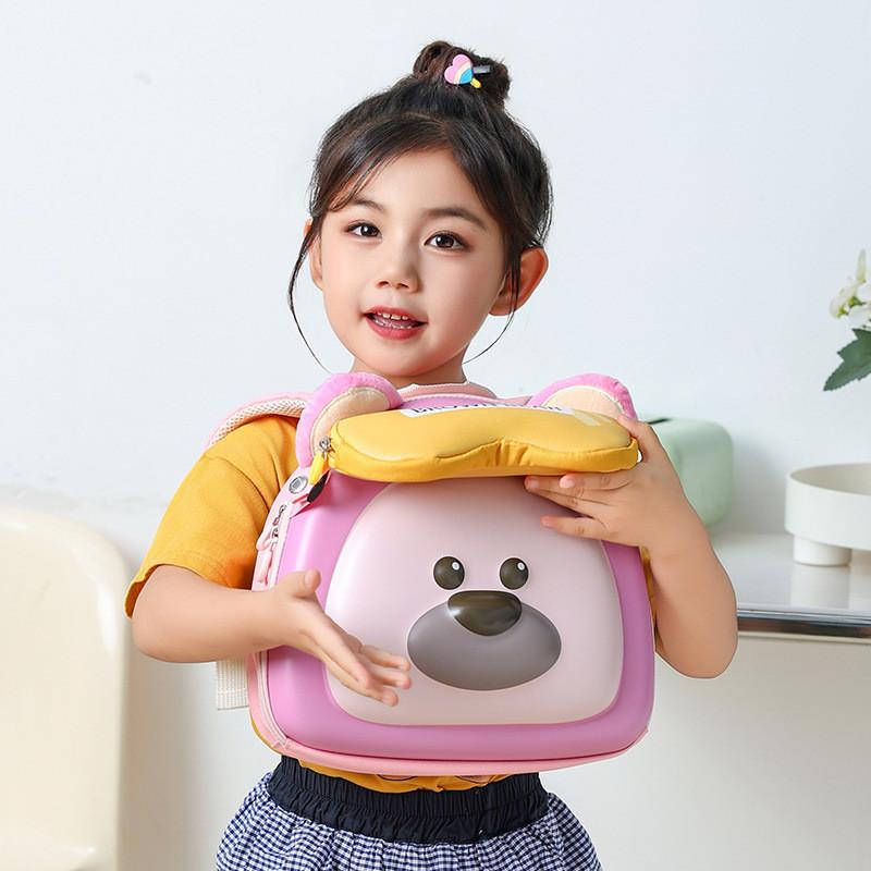 Cute Dog Pattern Kids Backpack With Colorful Stitching And Lightweight Design