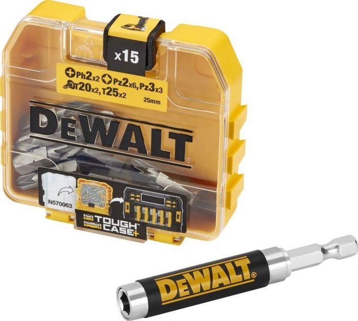 Embout De Tournevis - Dewalt - DT71511-QZ - Jeu De 16 Pièces - 15 Embouts De 25mm - Guide Magnétique Compact