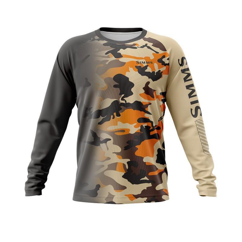 SIMMS Fishing Clothes Luya Long-sleeved Round-neck T-shirt Men's Sunscreen Quick-drying Breathable