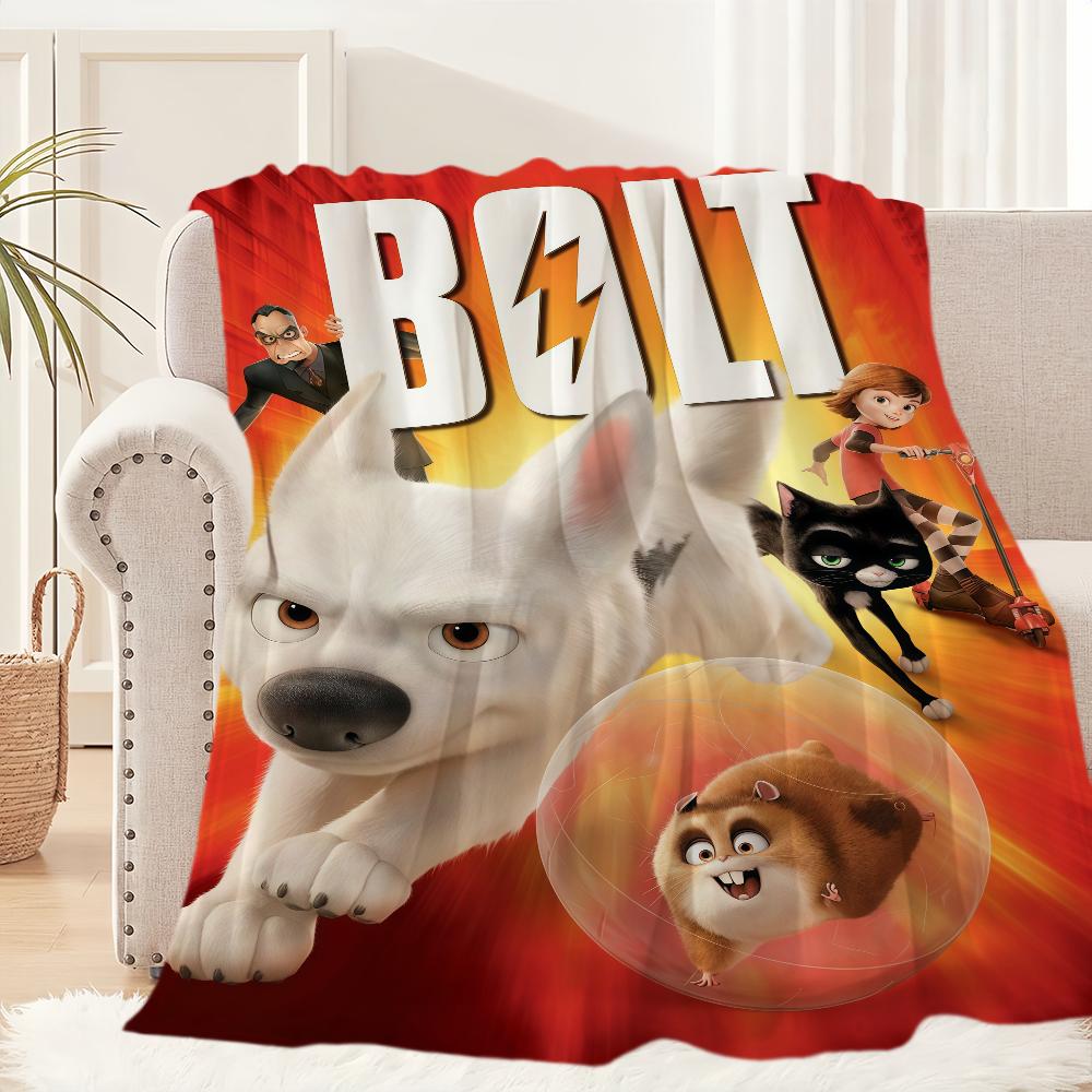 Cartoon B-Bolt Movie DSN Blanket Blanket for Couch Sofa Travel Home Picni Flannel Blanket Birthday Gift Warm Comfortable