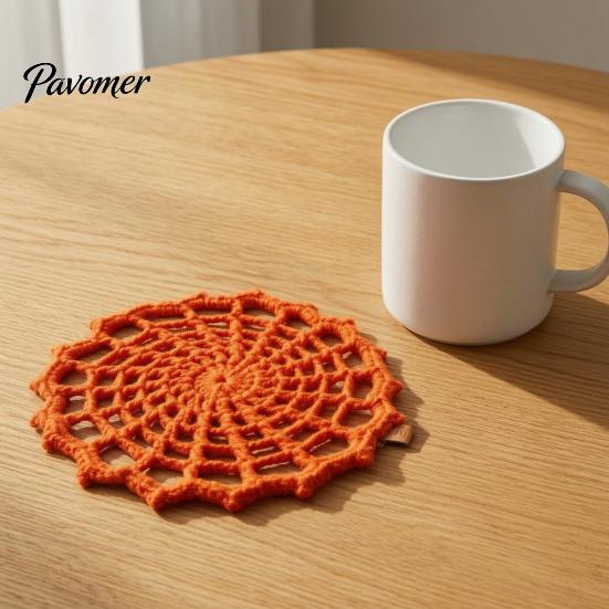 Decorative Gothic Yarn Coasters Spider Web Crochet Coaster, Handmade Knitted Drink Mat, Aesthetic Table Boho Style Dining Mats Protection Mats,
