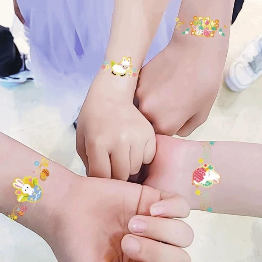 Wrist Arm Face Leg Face Temporary Tattoo Rabbit Carrot Eggs Flower Freckle Tattoo Easter Day