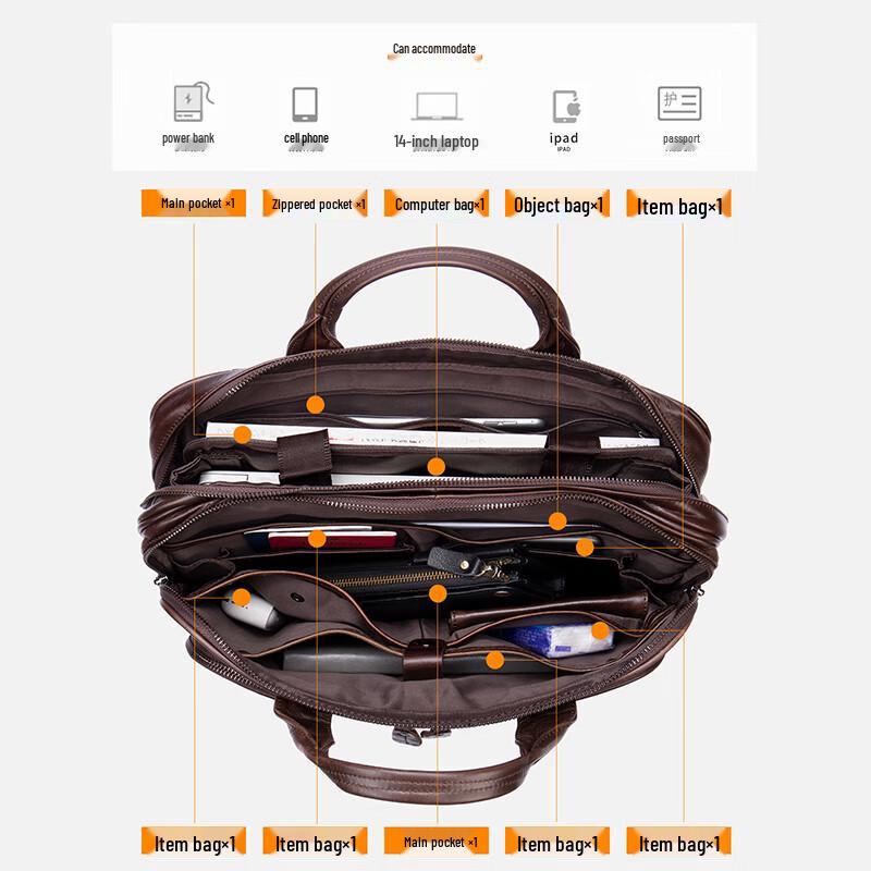 Men's Business Leather Briefcase Laptop Bag