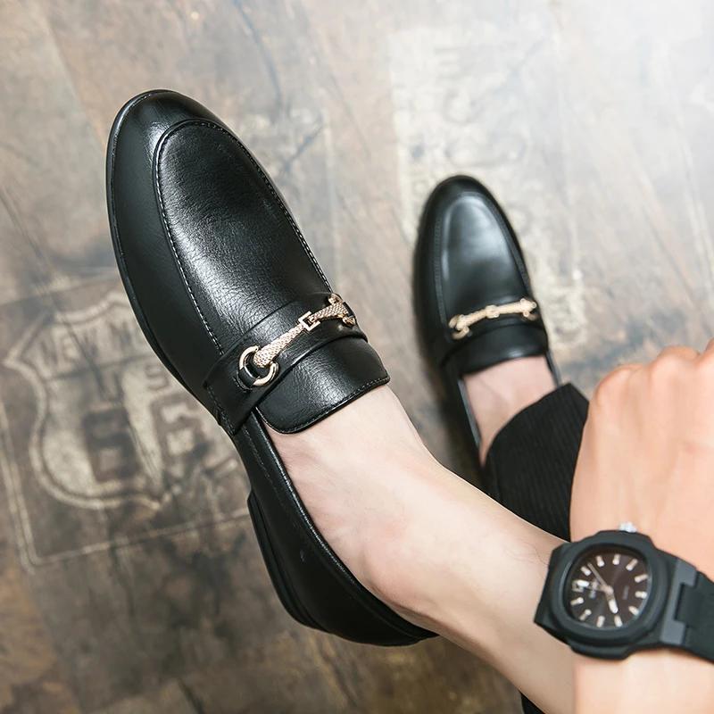 Fashion Fashion Penny Loafers Leather Men Shoes Simple Pointed Toe Slip On Dress Business Suit Casual Party Wedding Shoes For Man