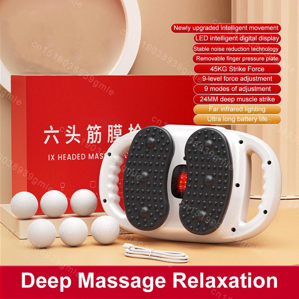 

6-Head Fascia Gun Red Light High-Frequency Vibration Body Massage Gun Back Waist Massager Neck Shoulder Massager Muscle Relax белый
