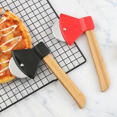 Cortador de Pizza con Mango en Forma de Hacha Acero Inoxidable Hoja Afilada Rebanador de Pizza Herramienta de Corte Antiadherente