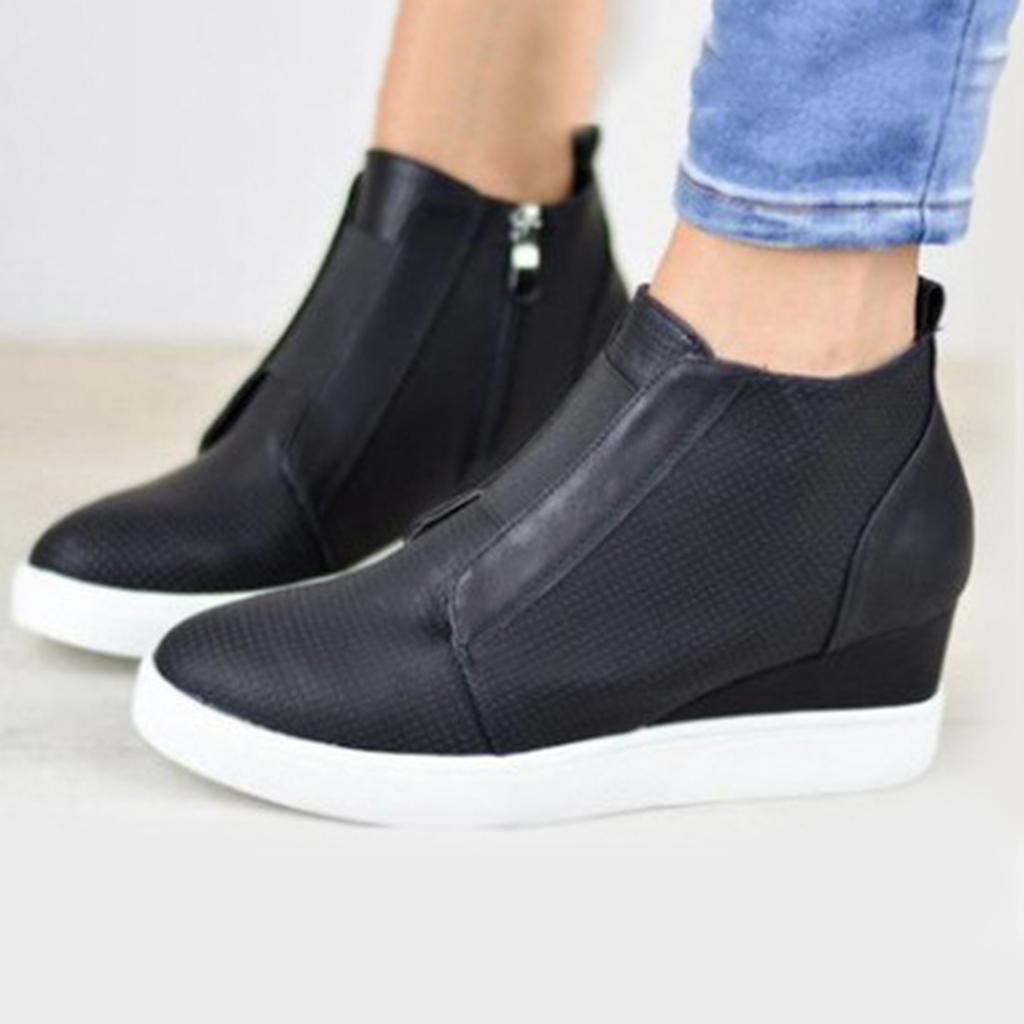 Bottes Chaudes À Vendre Pour Femmes Semelle Compensée Cachée Bottines Talons Hauts Baskets Fermeture Éclair Latérale Chaussures Courtes Pour Femmes Botas Mujer