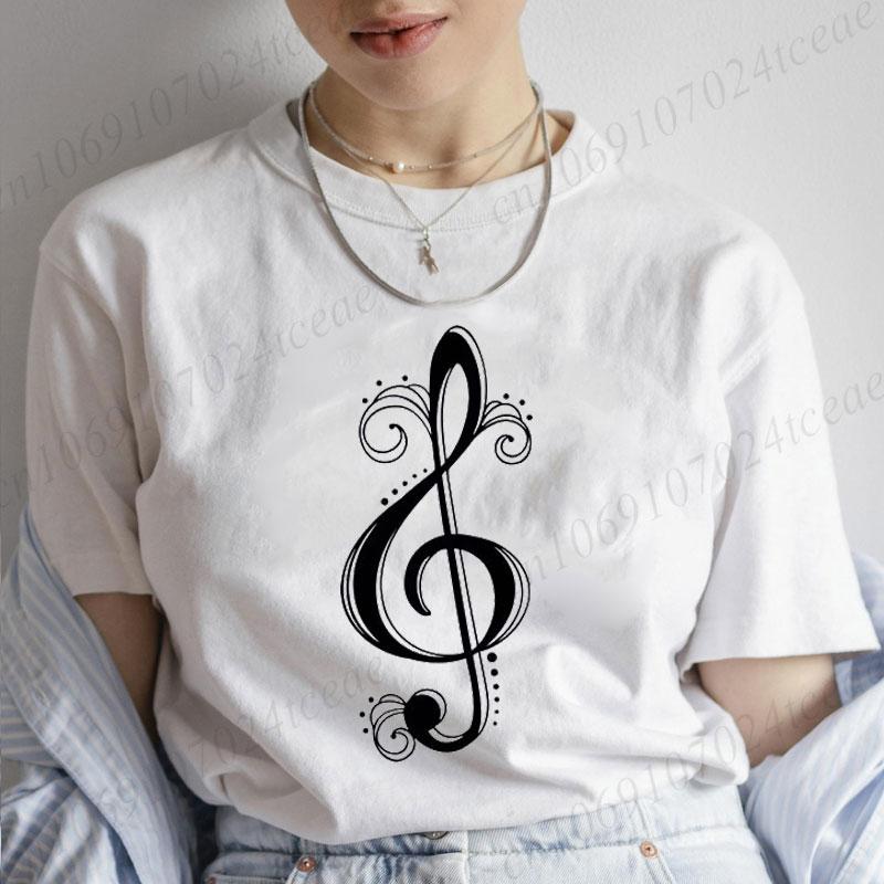Musical Note Heart Print Unisex T Shirt Short Sleeve O Neck Unisex Tshirt Ladies Fashion Tee Shirt Tops Clothes Camisetas Mujer