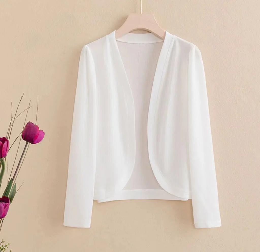 Summer Women's Thin Cardigan Long Sleeve Solid Color Ice Silk Knitted Sunscreen Shirt Open Front Short Cardigan Top