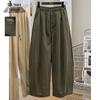 Women's Solid Color Elastic Waist Drawstring Wide-Leg Casual Pants