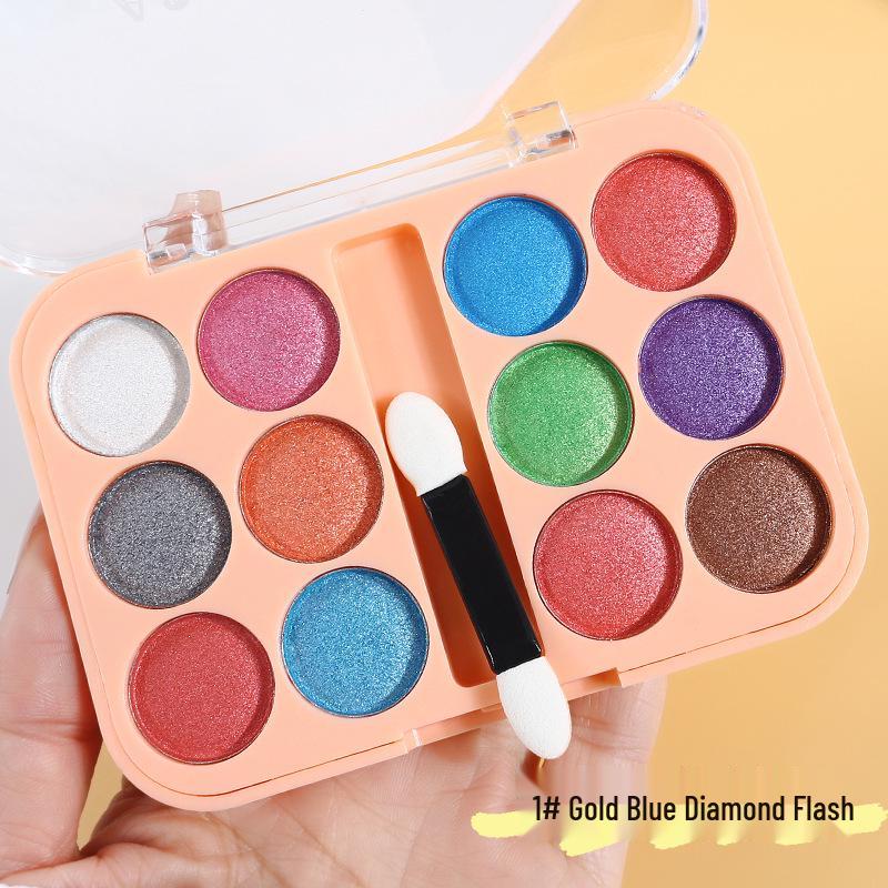 Children's Day Sparkling Eyeshadow Palette - Pearlescent Glitter In Blue, Green, Purple for Stage Makeup