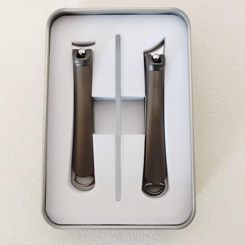 High-Grade Portable Stainless Steel Nail Clipper Set with Flat & Angled Edges for Ingrown & Thick Nails In Gift Box