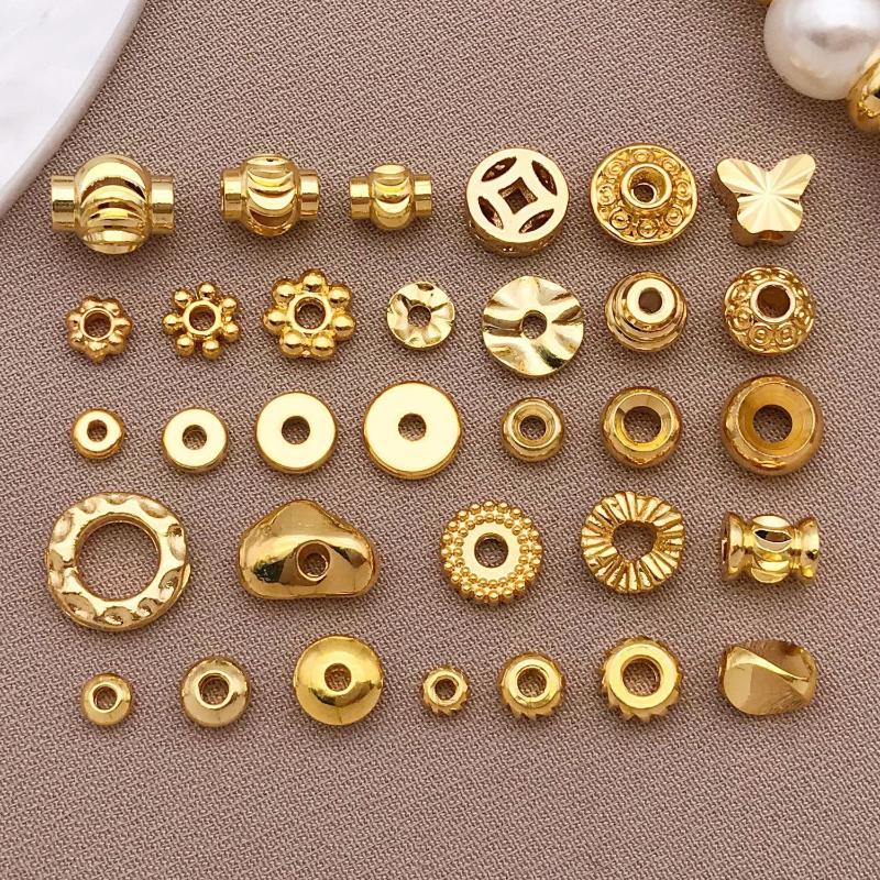 10-100Pcs Stainless Steel Gold Spacer Beads For Bracelet Jewelry Making Diy Flat Round Loose Beads Handmade Jewelry Supplies Cra
