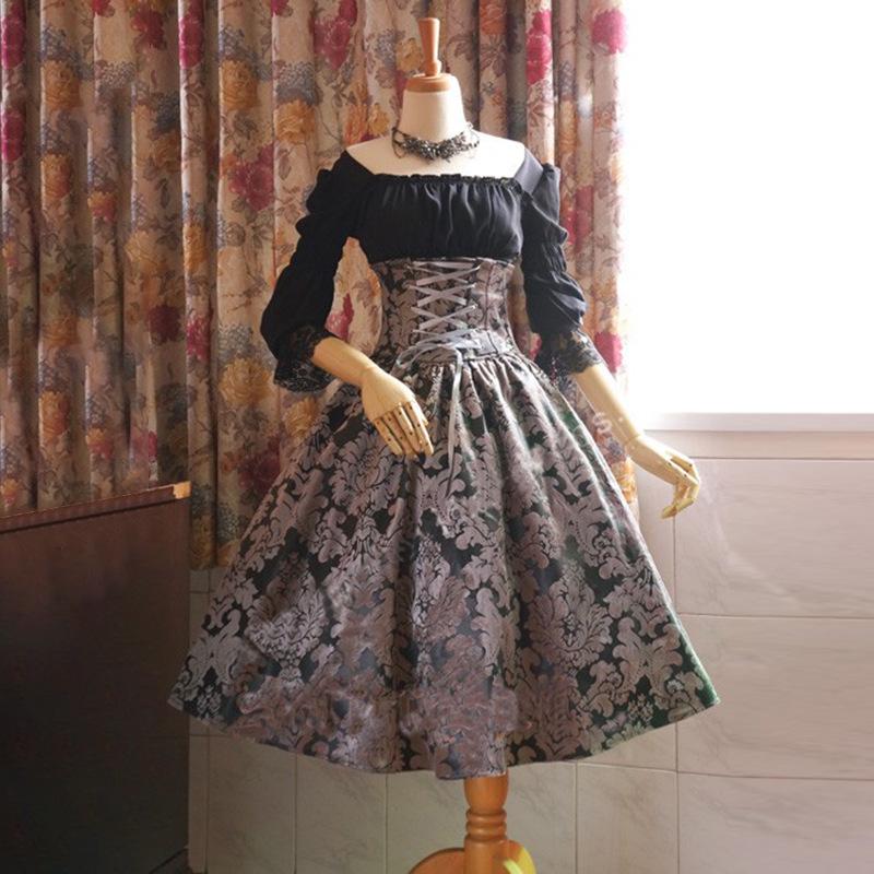 Ecoparty Womens Punk Party Dress Masquerade Steampunk Lolita Dress High Low Tops Costumes