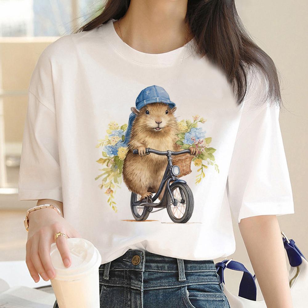 Capybara T-Shirt Damen Designer T-Shirts Mädchen Harajuku Kleidung Sommer Kurzarm T-Shirts