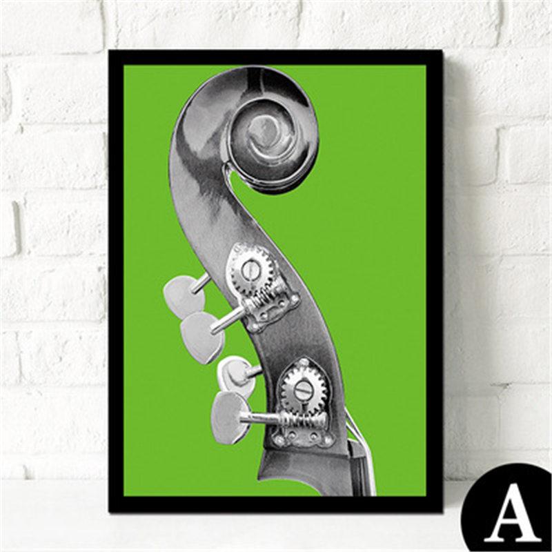 Modern Rock & Roll Musical Guitar Bass Trumpet Black White Canvas Painting Wall Poster Living Room Sofa Background Decor