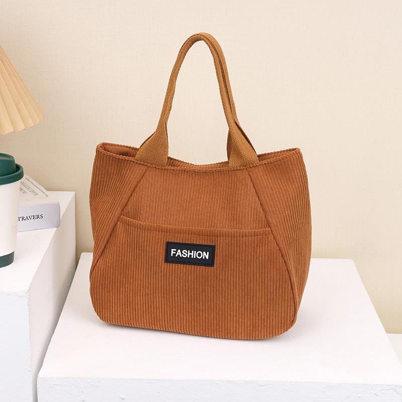 Cotton Corduroy Tote Bag For Women With Large Capacity Street Style Handheld Ladies Bag