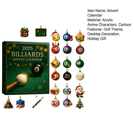 Vánoční adventní kalendář s golfovými míčky 24 dní Vánoční odpočítávací kalendář Závěsná golfová dekorace pro domov a kancelář