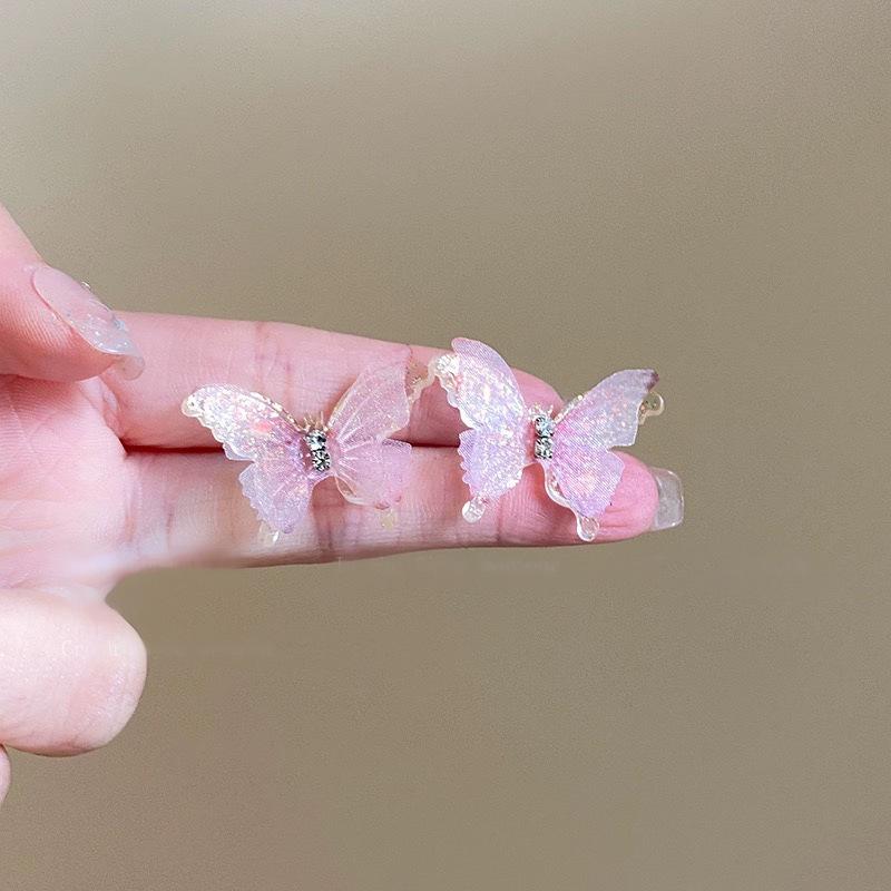 

Срібні сережки з діамантами та рожевими квітами - Ніжний солодкий дизайн у стилі Морі для жінок