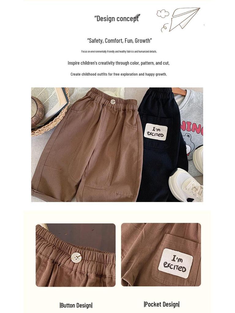 New Autumn Toddler Boys' Korean Style Solid Color Windproof Long Pants