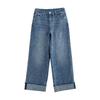 Chuyu Women's Retro Wide-Leg Cuffed Jeans