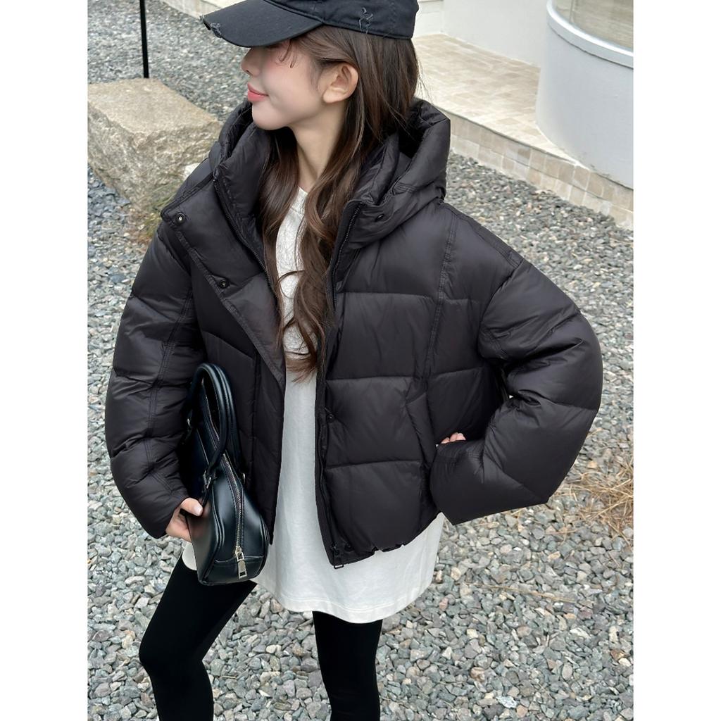 White duck down foreign style age-reducing short small hooded down jacket temperament thin coat