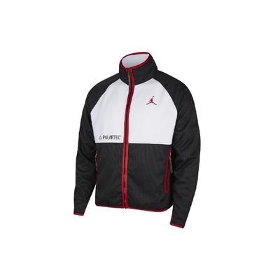 Air 11 Polartec Fleece Collar Spliced Colorblock Sports Jacket Men Jacket Black White Red CU1495-010