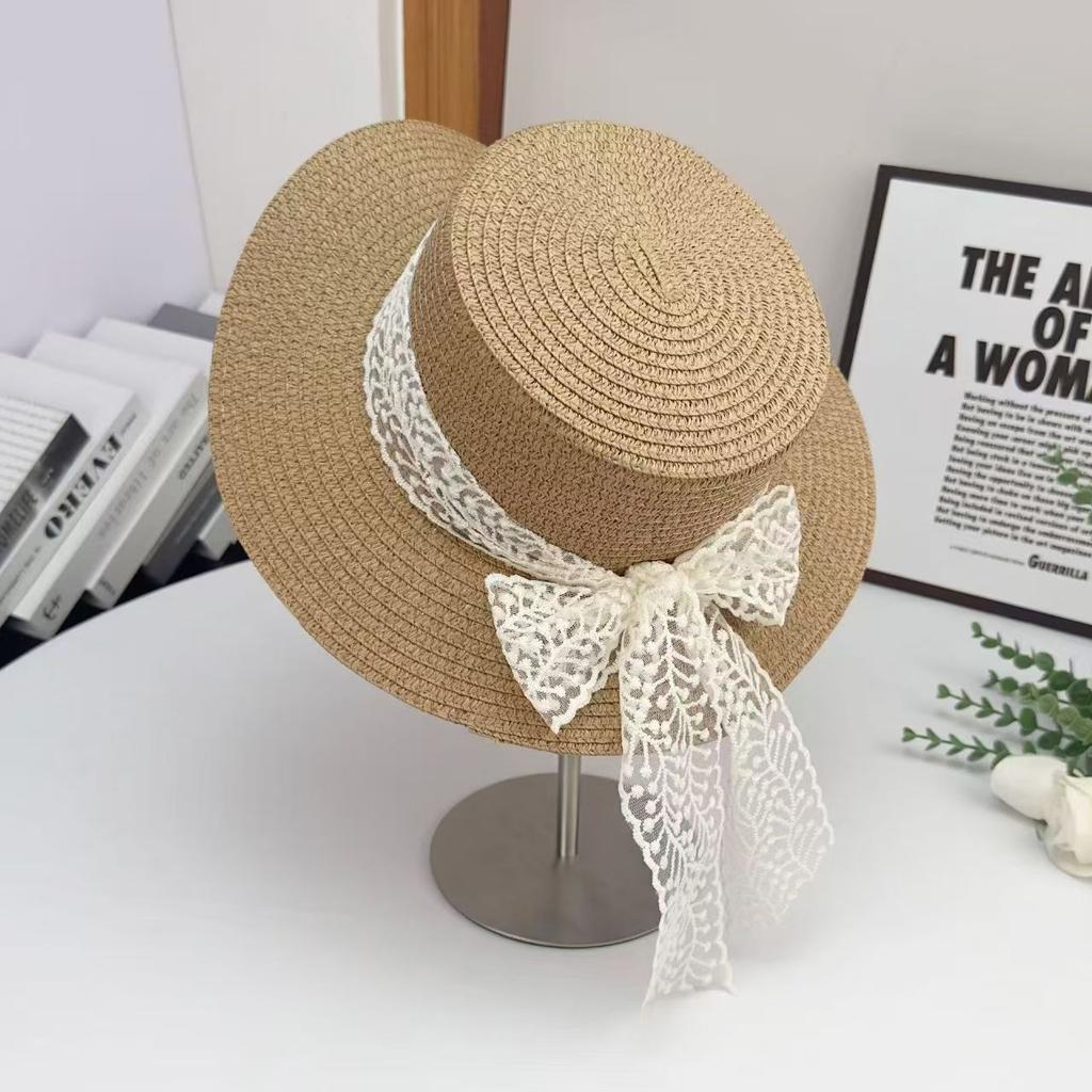 Summer French Big Brim Sun Hat Women's Fashion Ins Seaside Sun Protection Straw Hat Pastoral Pearl Face Small Sun Hat