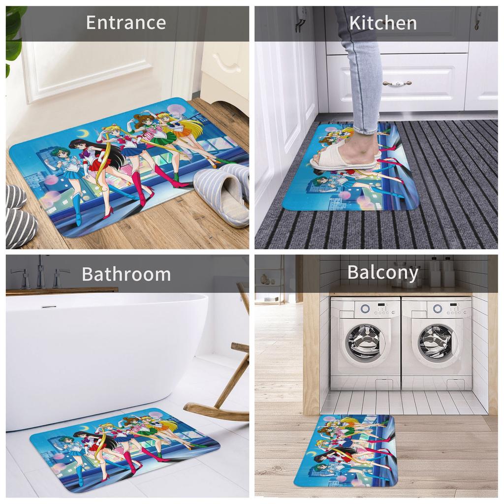 Sailors Moons Anime Girl Doormat Non-Slip Entrance Bathroom Kitchen Floor Door Mats Toilet Rug Carpet Footpad