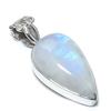 Natürlicher Regenbogenmondstein Edelstein 925 Massiver Sterling Silber Anhänger 1,30" a9v81