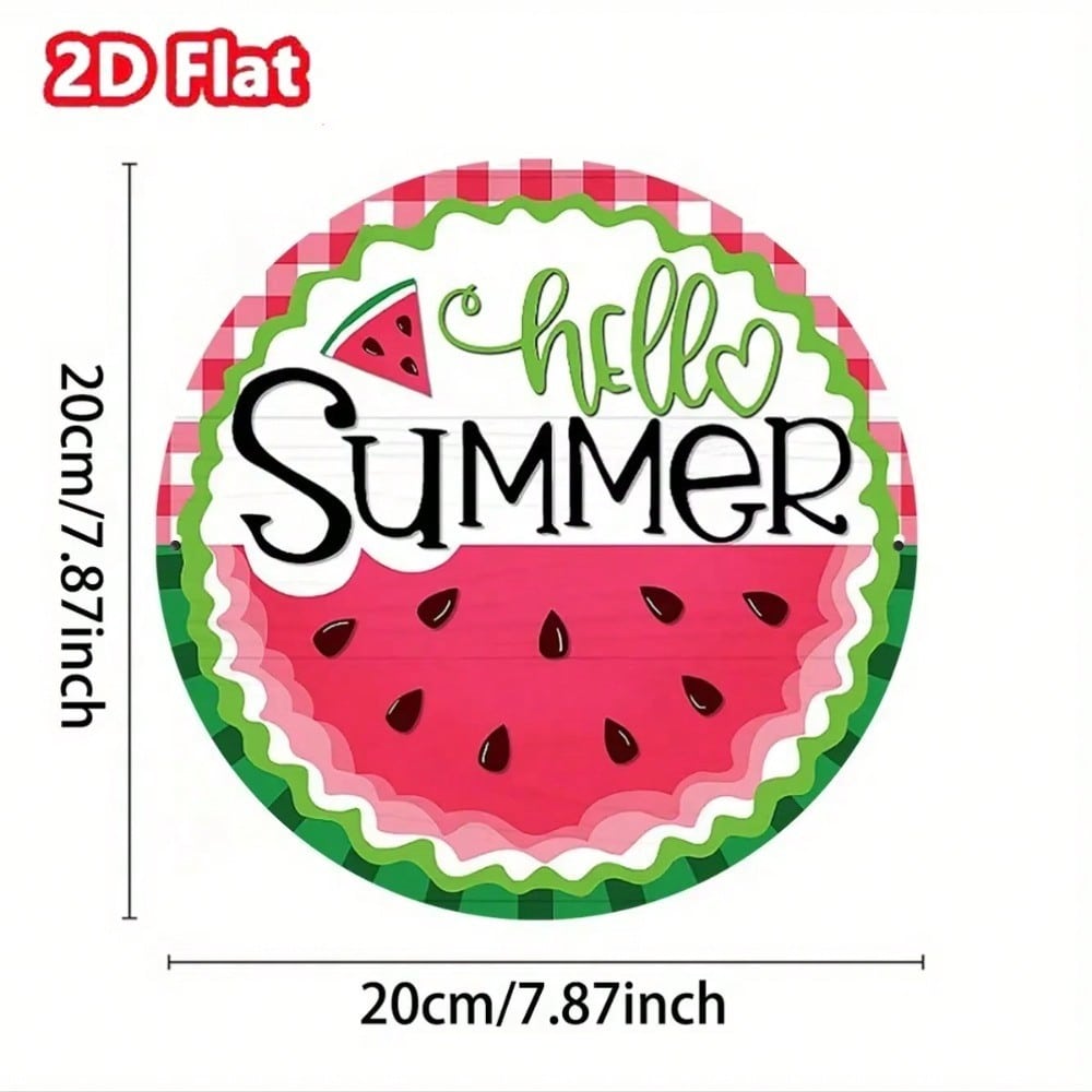 

Metal Wall Art Hello Summer Buffalo Check Stripes Durable Porch Decoration різнокольоровий