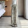Women's Retro French Print Wide-Leg Ice Silk Pants - Flaw-Covering, Slimming, Thin & Loose Casual Drape Style