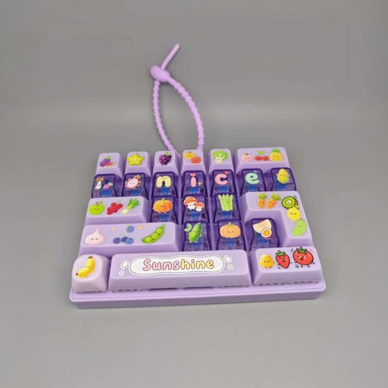 Creative 26 Keys Keyboard Stress Relief Toy Cute Cartoon Fidget Keychain Backpack Pendant for All Ages