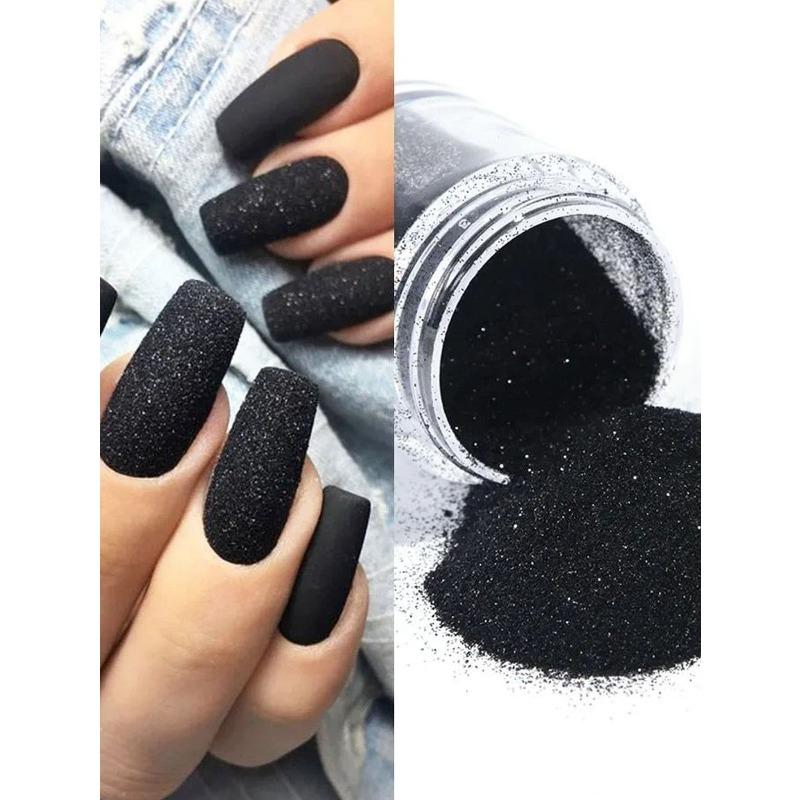 7g Canned Nail Art Black White Glitter Powder DIY Nail Glitter Powder Nail Art Jewelry Nails Decor