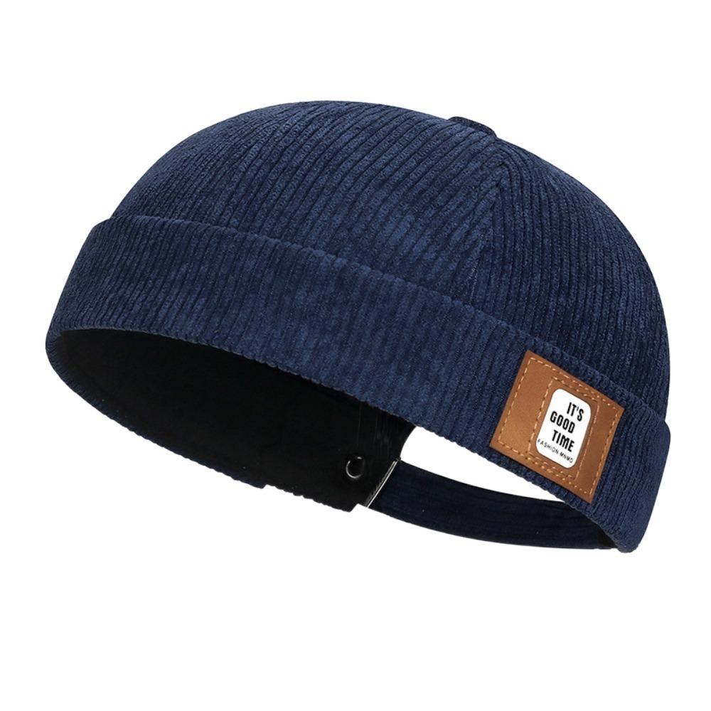 Round Vintage Docker Cap Solid Color Hip Hop Hat Multipurpose Corduroy Brimless Hat  Streetwear