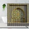 Tenda da Doccia Marocchina 3D Cancello Invecchiato Motivo Geometrico Design Porta d'Ingresso Ingresso Stile Orientale Architettonico Tende da Bagno