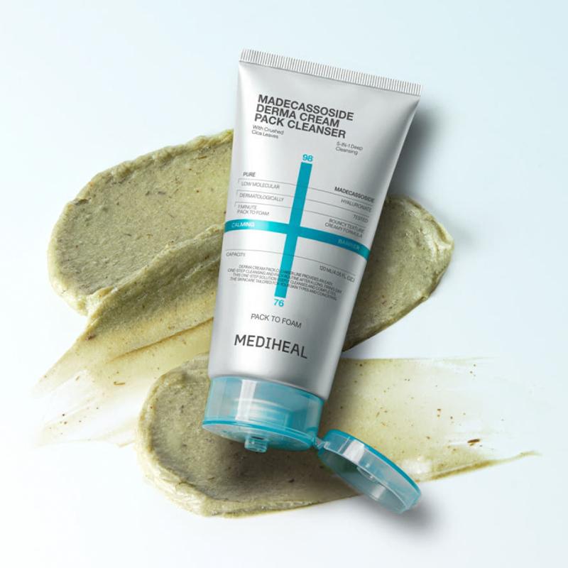 

MEDIHEAL Дерма Крем-Маска Очищающее Средство с Мадекассосидом 120 мл – Успокаивающая Очищающая Пена для Барьера Кожи