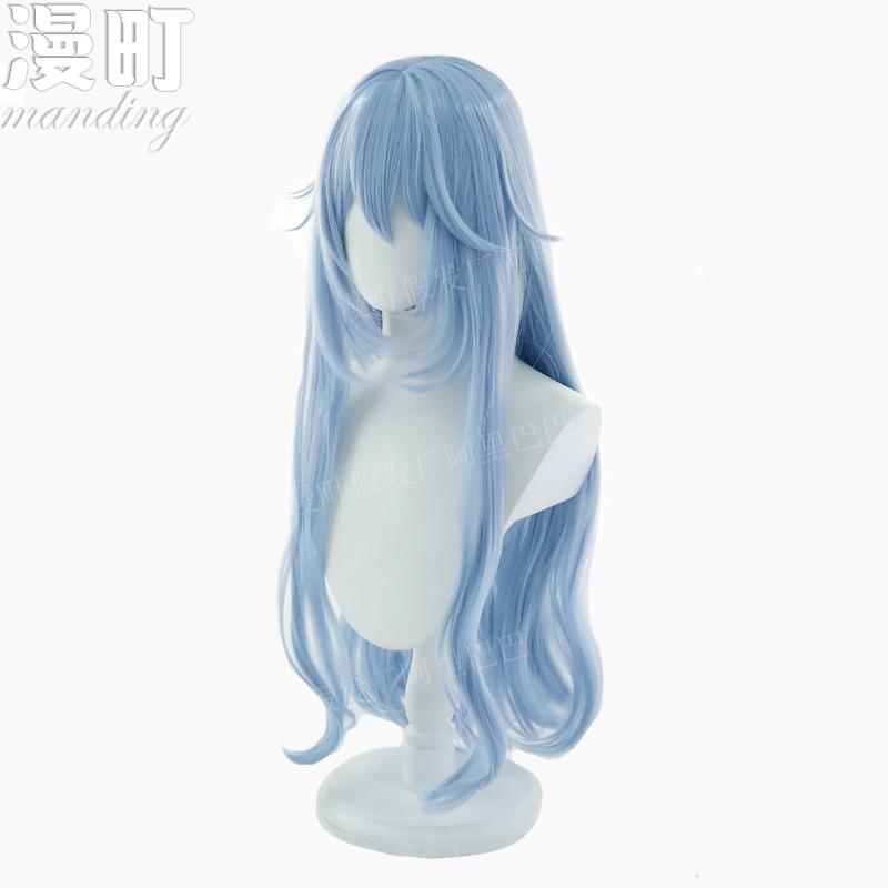 High Quality EVA Ayanami Rei Cosplay Wig 80cm Light Blue Long Wavy Hair Heat Resistant Role Play Gaia Cosplay Wigs + Wig Cap