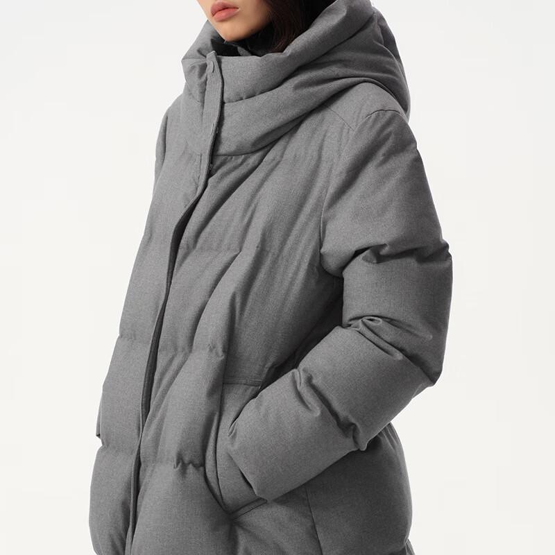 Broadcast Women's Mid-Length Hooded Stand Collar Retro Casual Down Jacket