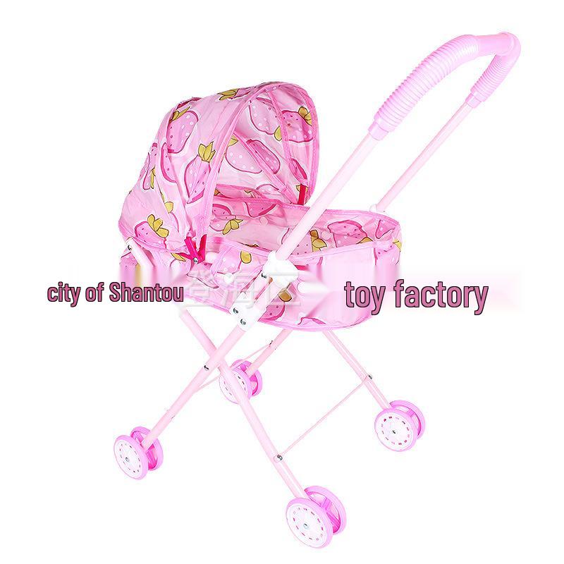 Foldable Girls' Playhouse Stroller with Street Stall Simulation