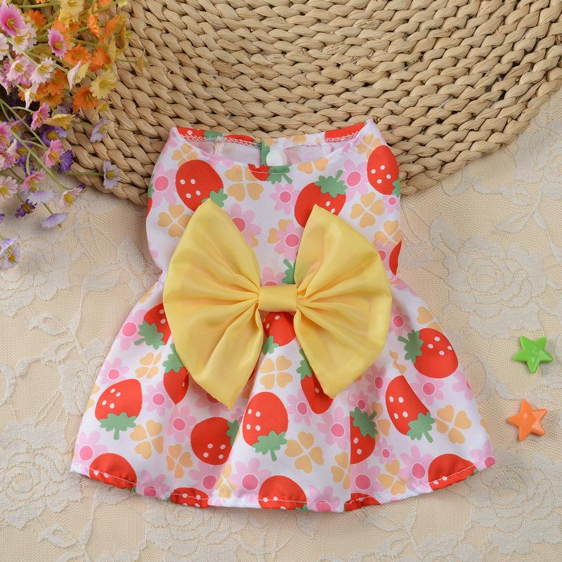 Small dog floral princess dress cat spring teddy bear summer dress pet cute dog skirt summer thin